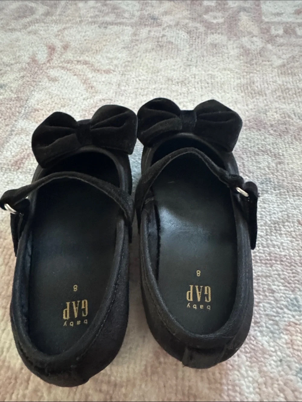 GAP Black Velvet Mary Janes with Bow Accent